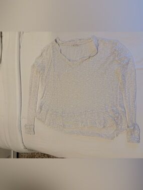 Free People We The Free Textured Knit Slouchy Long Sleeve Top White Small